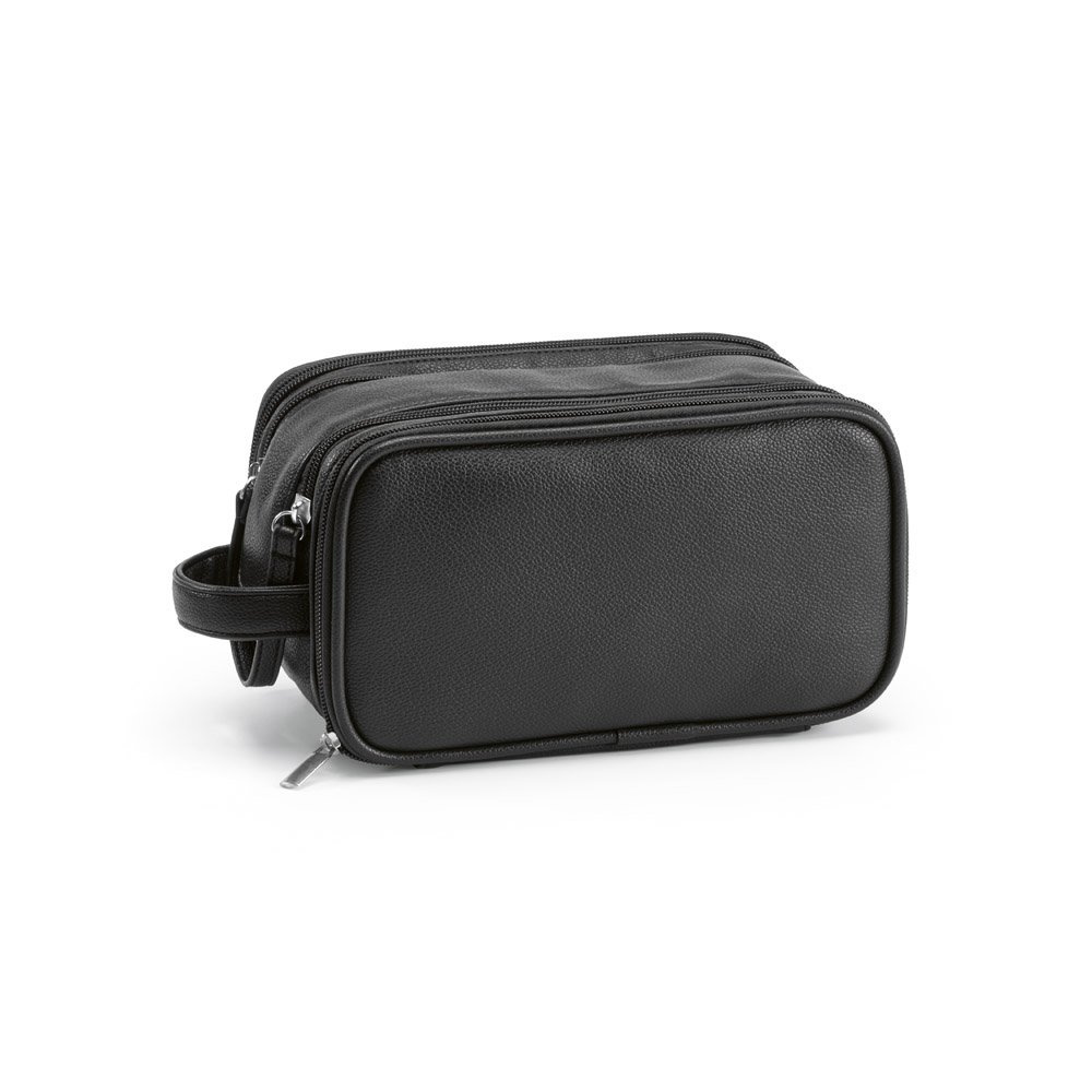 Helsinki Toiletry Bag 3.5L rPU with dual-zipper and magnetic closure, Black, product image