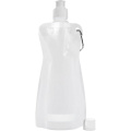 Foldable water bottle 420 ml with carabiner clip, white