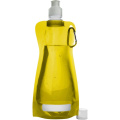 Foldable water bottle 420 ml with carabiner clip, yellow