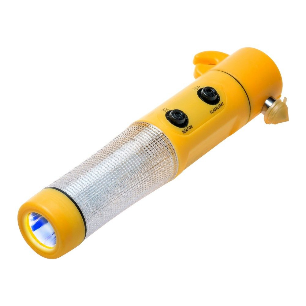 Emergency torch 1 LED, seat belt cutter, safety hammer | Auden, yellow, product image (1)