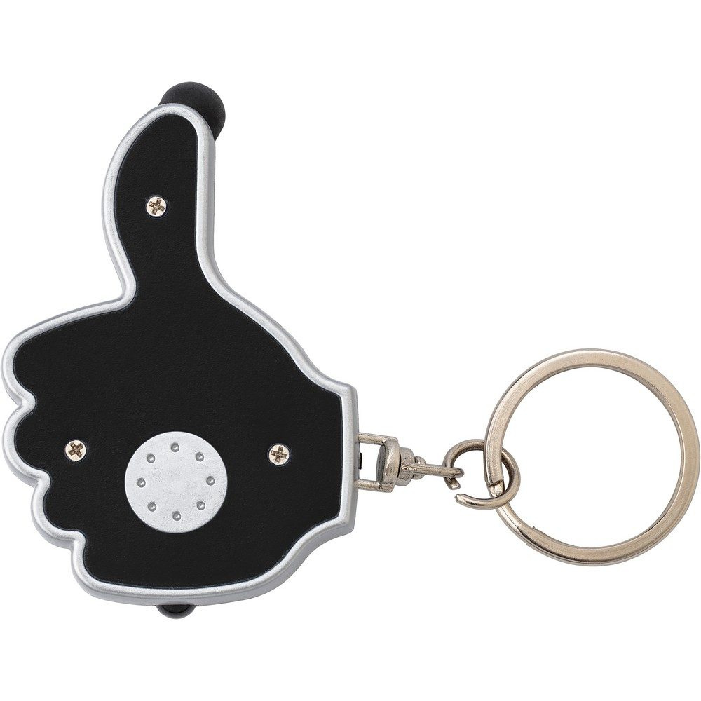 Keyring "like it", LED light, touch pen, black, product image (1)