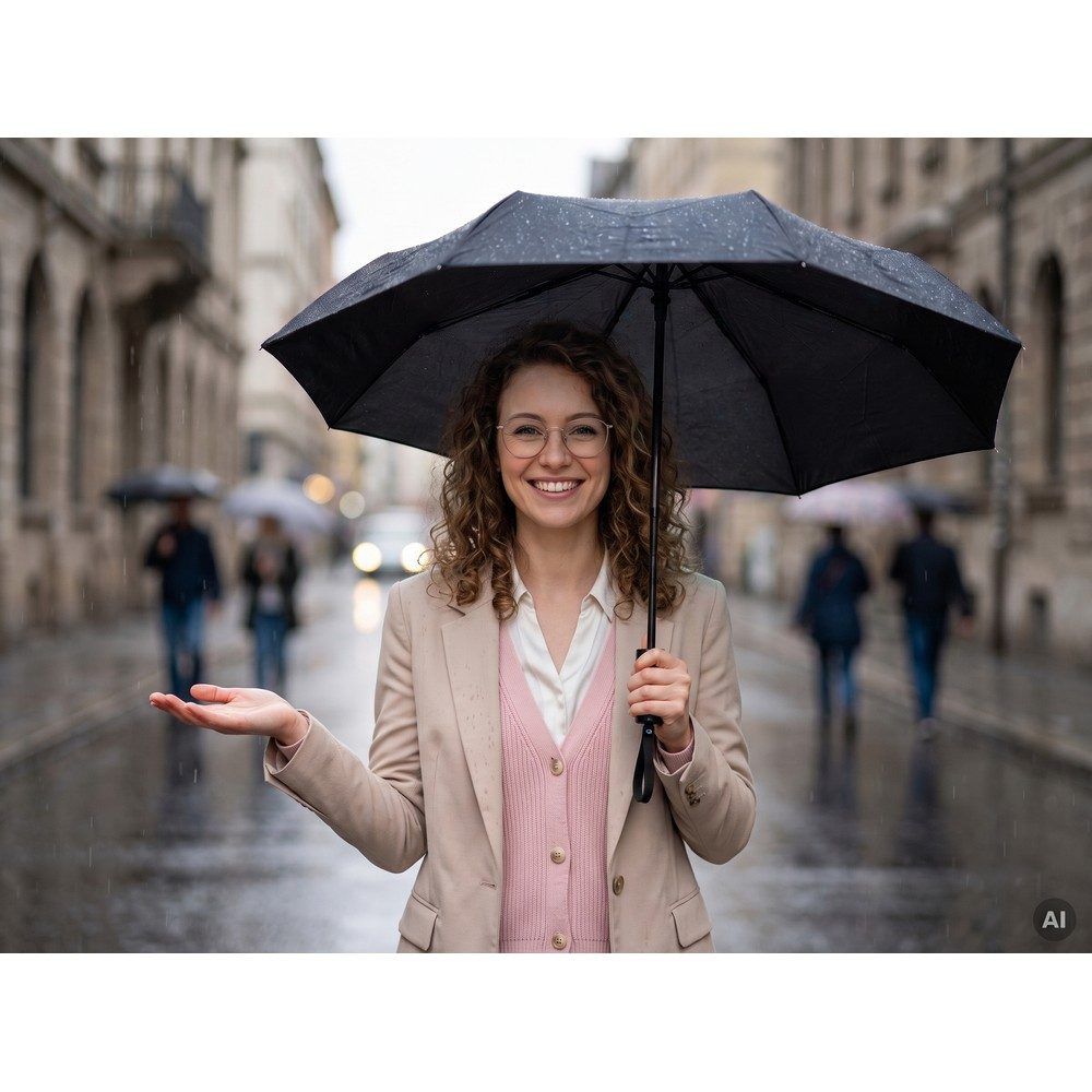 Automatic umbrella, foldable, black, product image (1)