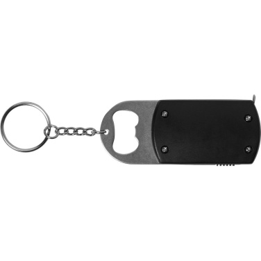 Keyring, LED light, bottle opener, measuring tape 1 m, black, product image (2)