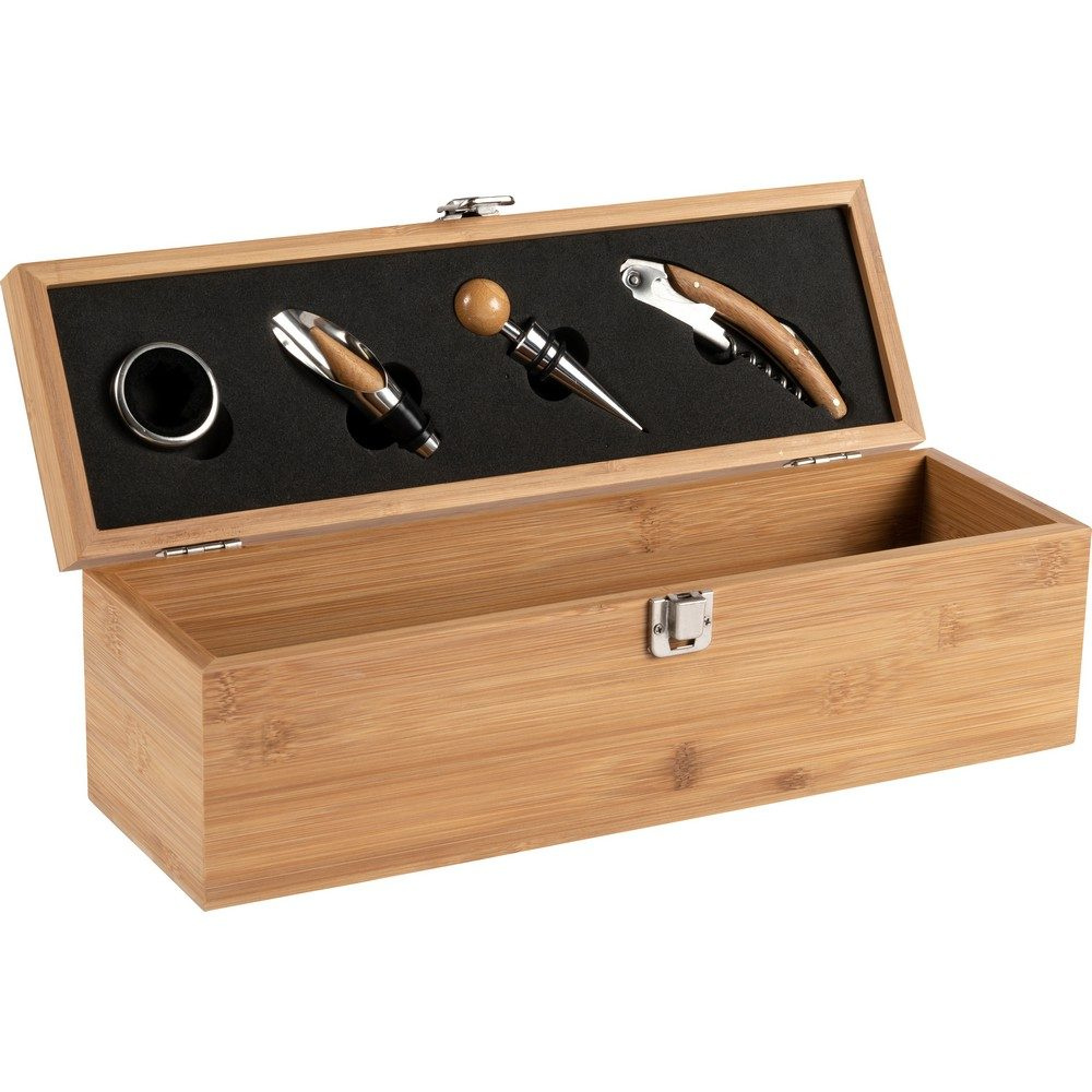 Bamboo wine set, 4 pcs, wine box, product image (1)