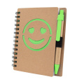 Notebook approx. B7 "smiling face" with ball pen | Dylan, green