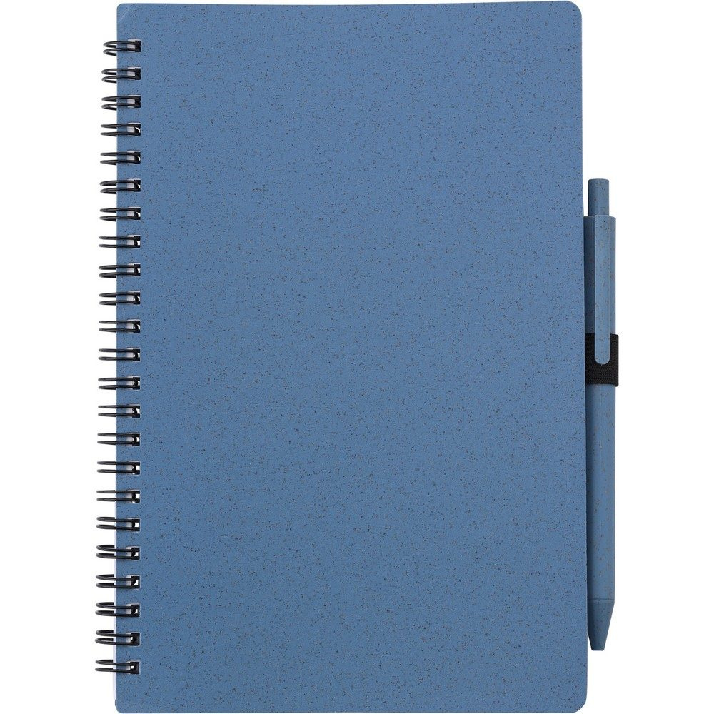 Wheat straw notebook approx. A5 with ball pen, blue, product image (1)