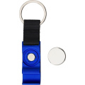 Keyring with shopping cart coin, bottle opener, blue