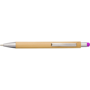 Bamboo ball pen, touch pen, fuchsia, product image (4)