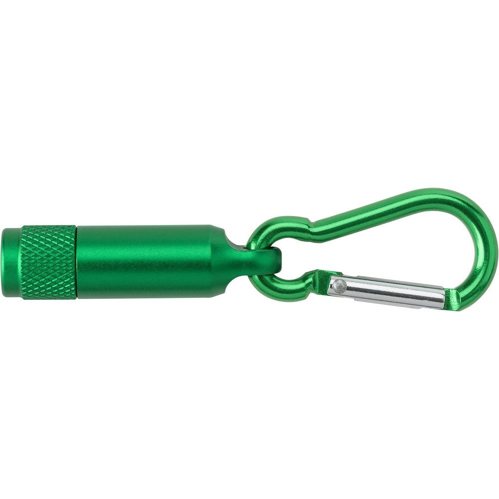 Keyring with carabiner, LED light, green, product image (1)