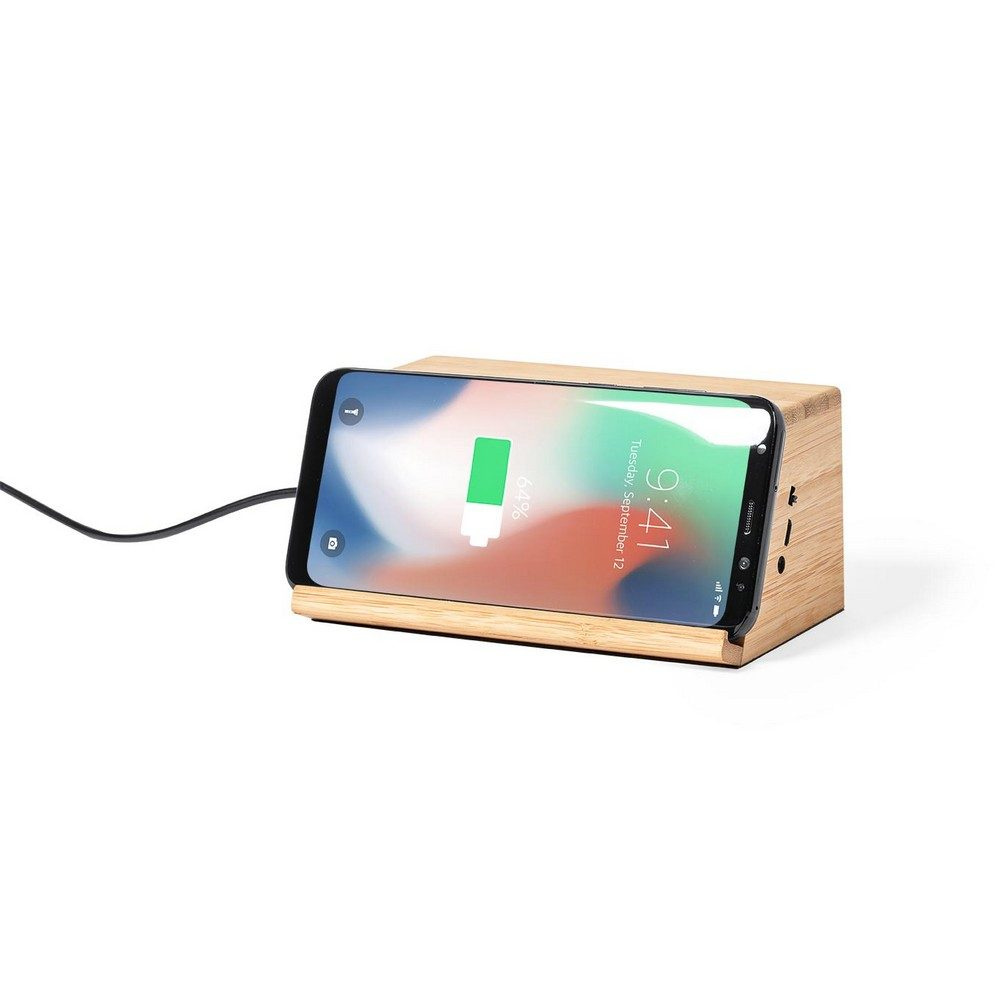 Bamboo wireless speaker 3 W, wireless charger 10 W, product image (1)