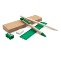 School set, pencil case, pencil, ball pen, ruler, eraser and pencil sharpener | Tobias, green