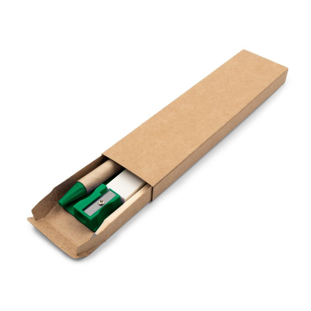 School set, pencil case, pencil, ball pen, ruler, eraser and pencil sharpener | Tobias, green, product image (1)