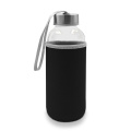 Glass bottle 420 ml with pouch | Bob, black