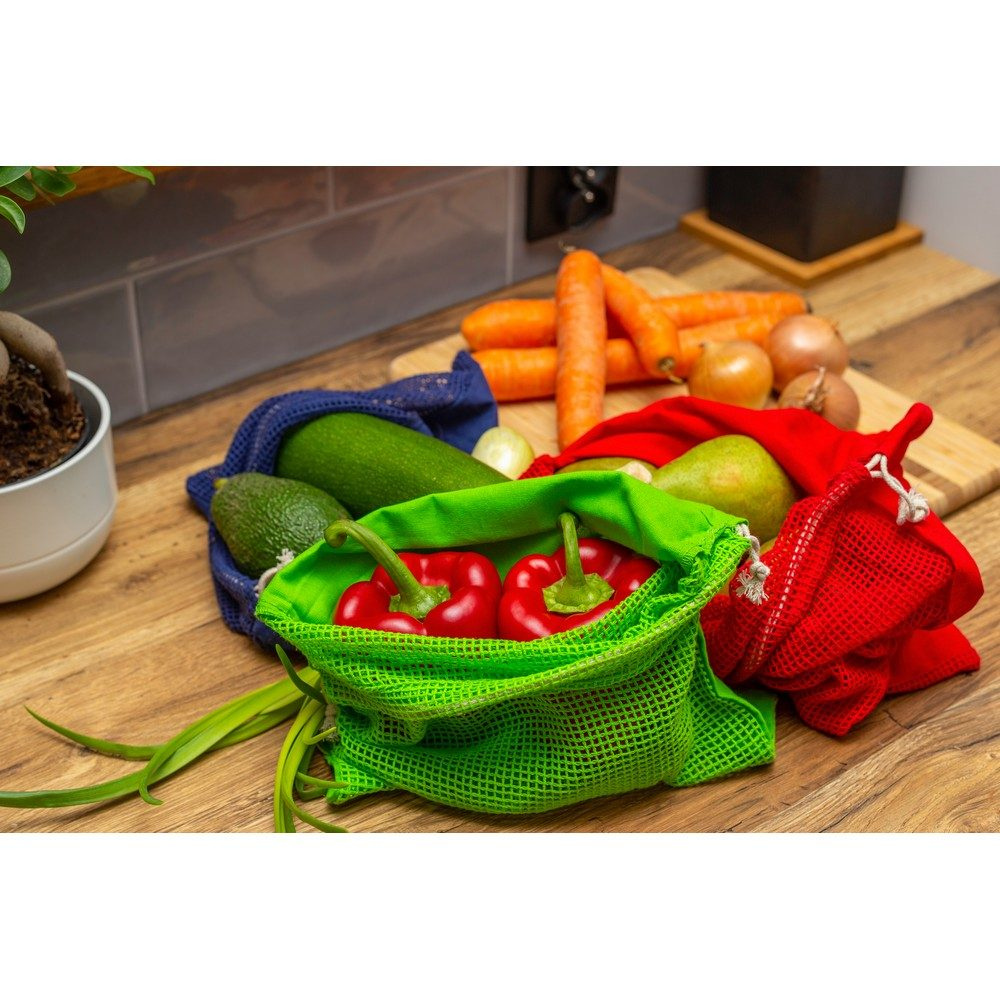 Cotton bag for fruits and vegetables, big size | Kelly, red, product image (1)