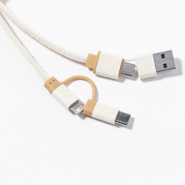 Wheat straw and cotton charging cable with carabiner clip, bamboo element, product image (2)