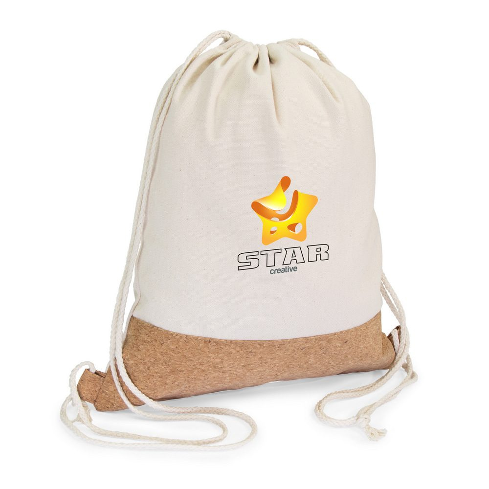 Cotton drawstring bag with cork element | Rontay, product image (1)