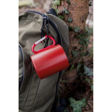 Recycled stainless steel mug 280 ml with carabiner clip | Pari, green, product image (3)