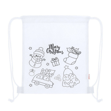 Drawstring bag for colouring, Christmas pattern, crayons, product image (3)