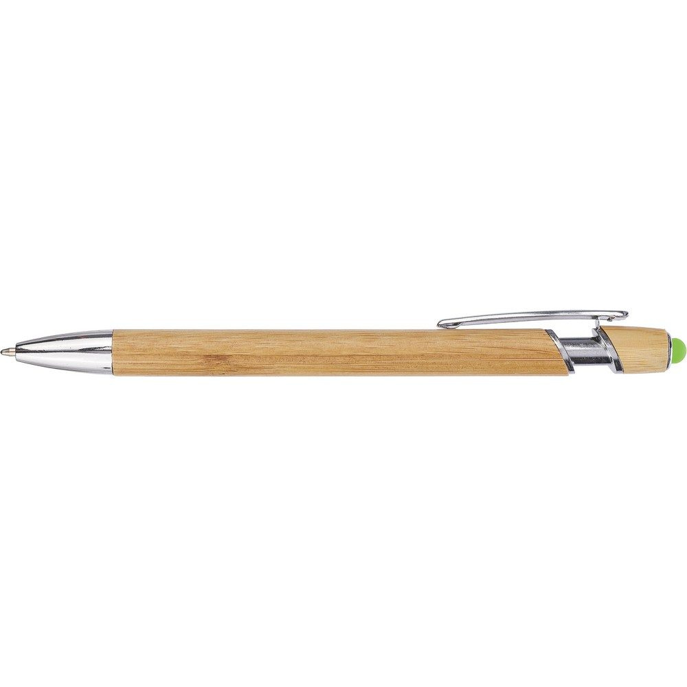Bamboo ball pen, touch pen, green, product image (1)