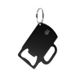 Keyring, recycled aluminium bottle opener, black