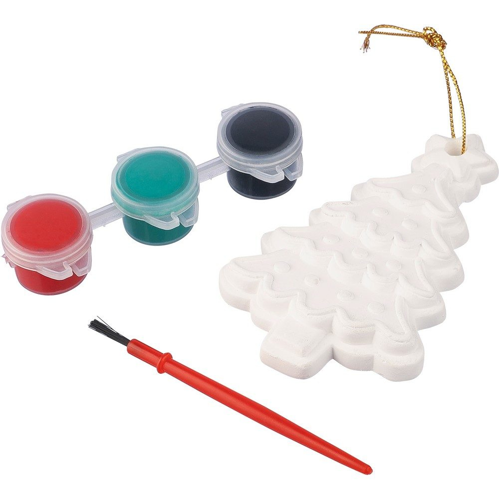 Christmas tree painting, paints, and a brush, product image (1)