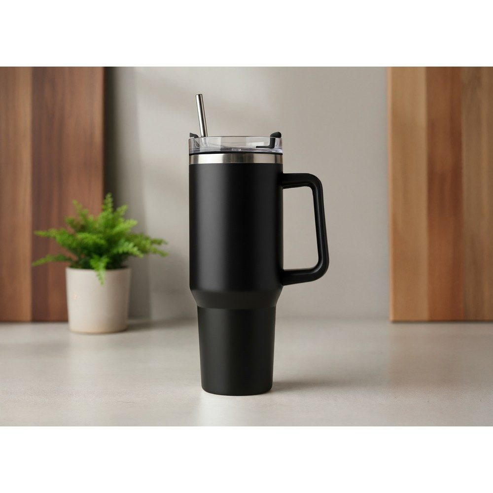 Thermo mug 1200 ml with ergonomic handle | Stasimus, black, product image (1)