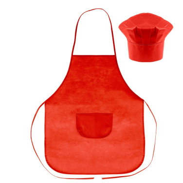 Cook set, kitchen apron and cook cap, children size | Nedina, red, product image (4)