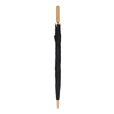 Stick umbrella 25” R-PET straight handle auto open, Black, product image (4)