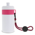 Sports bottle with edge and cord 500 ml, White / Pink
