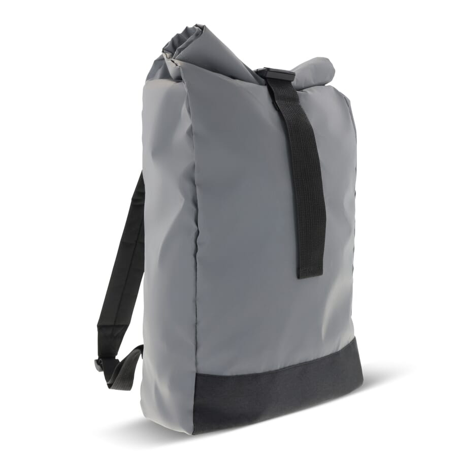 Reflective roll top backpack 26x13x50 cm, Grey, product image (1)