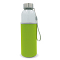 Water bottle glass with sleeve 500 ml, Transparent / Light Green
