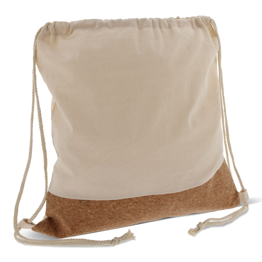 Drawstring bag Cork with cotton cords 38x41 cm, Ecru, product image (1)
