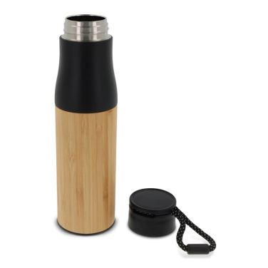 Thermo bottle with rope bamboo 500 ml, Black, product image (3)