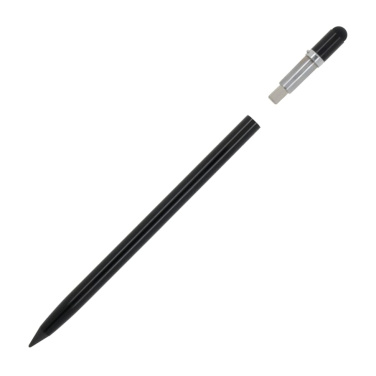 Long-life aluminum pencil with eraser, Black, product image (2)