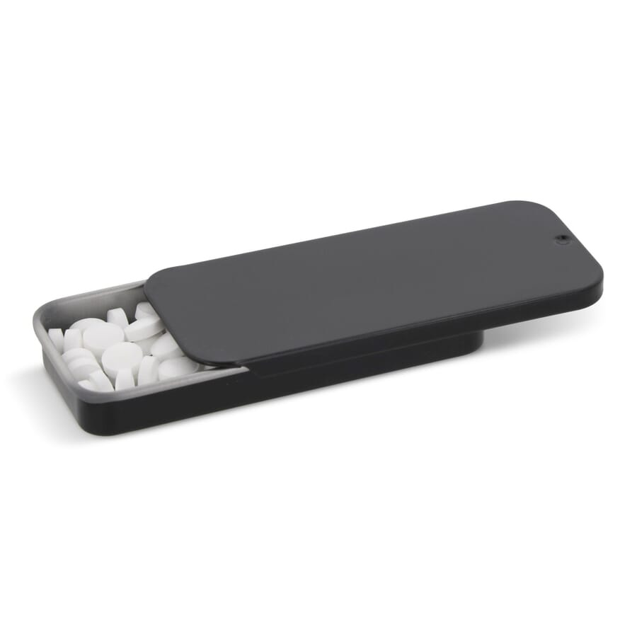 Mini sliding tin peppermint box, Black, product image (1)