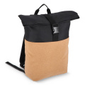 Rolltop backpack cork & R-PET 18L, Black