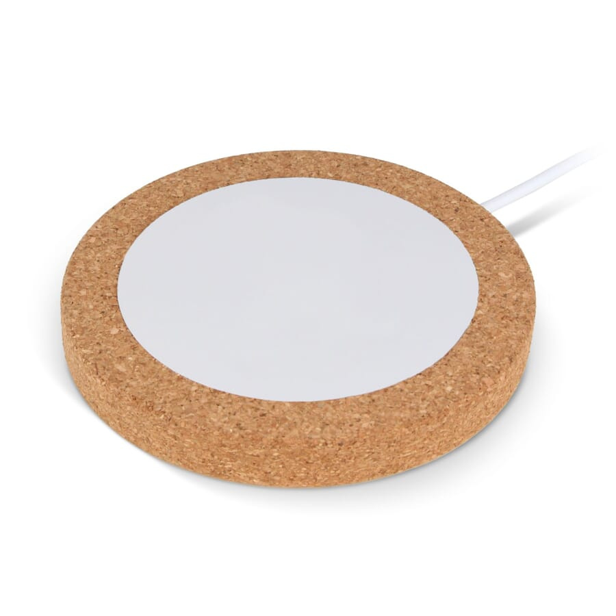 Wireless charger cork & RABS 15W, White / Nature, product image (1)