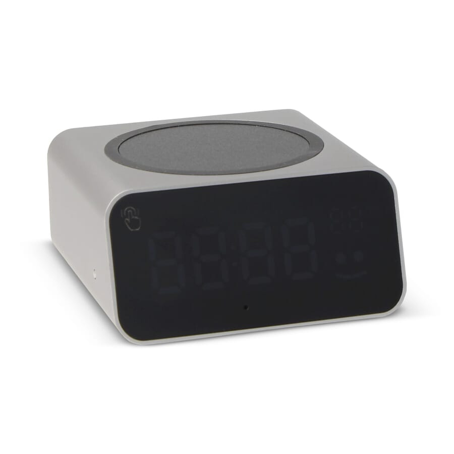 Xoopar Reddi Charge PD clock with wireless charger, Light Grey, product image (1)
