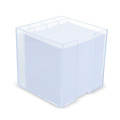 Paper pad 10x10x10 cm in cube box with stationery compartments, Transparent
