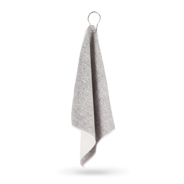 Quick dry golf towel with hook R-PET 30 x 30 cm sublimation, White / Grey, product image (2)