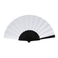Made to order - Hand fan plastic & polyester all over print, Black