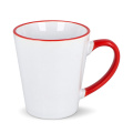 Mug subli Melbourne colored edge & handle 300 ml, White / Red