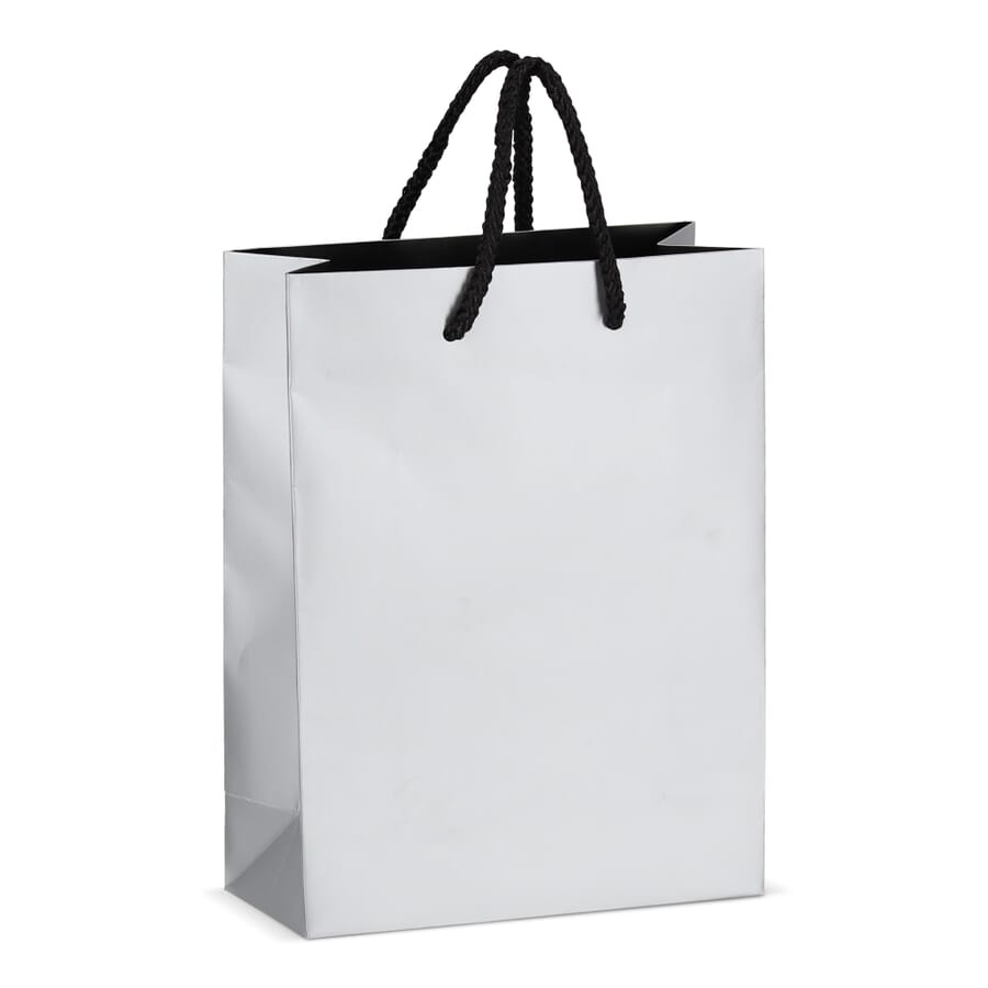 Paper gift bag 18 x 8 x 24 cm 200g/m², Silver, product image (1)