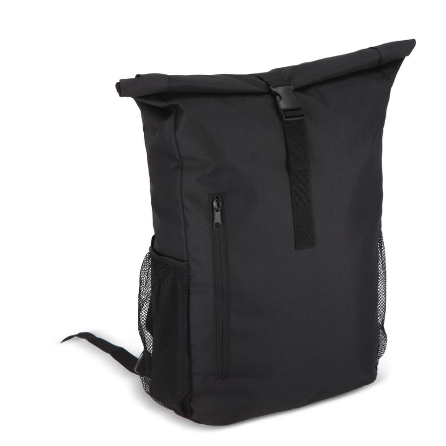 R-PET 600D Rolltop bicycle backpack 20L, Black, product image (1)