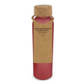 Frosted recycled glass bottle with cork lid 500 ml, Ecru / Red