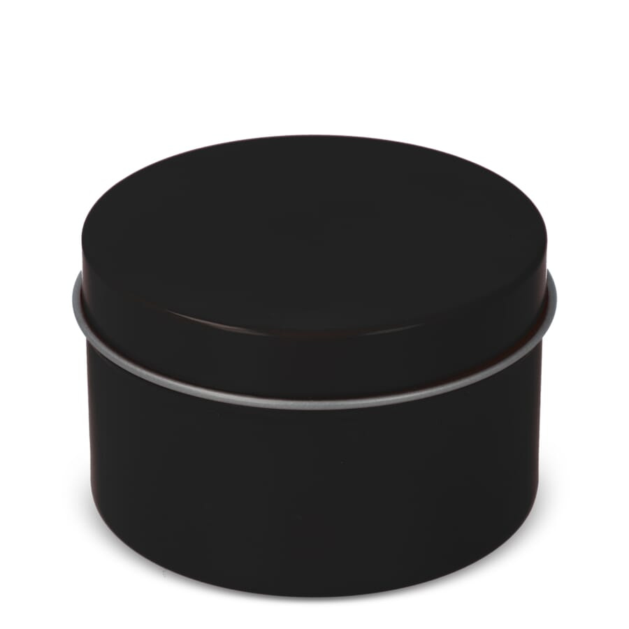 Kirtan scented plant based candle in large recycled tin, Black, product image (1)