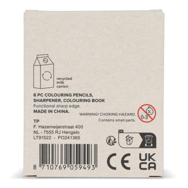 8 piece colouring set in recycled milkcarton box, Ecru, product image (2)