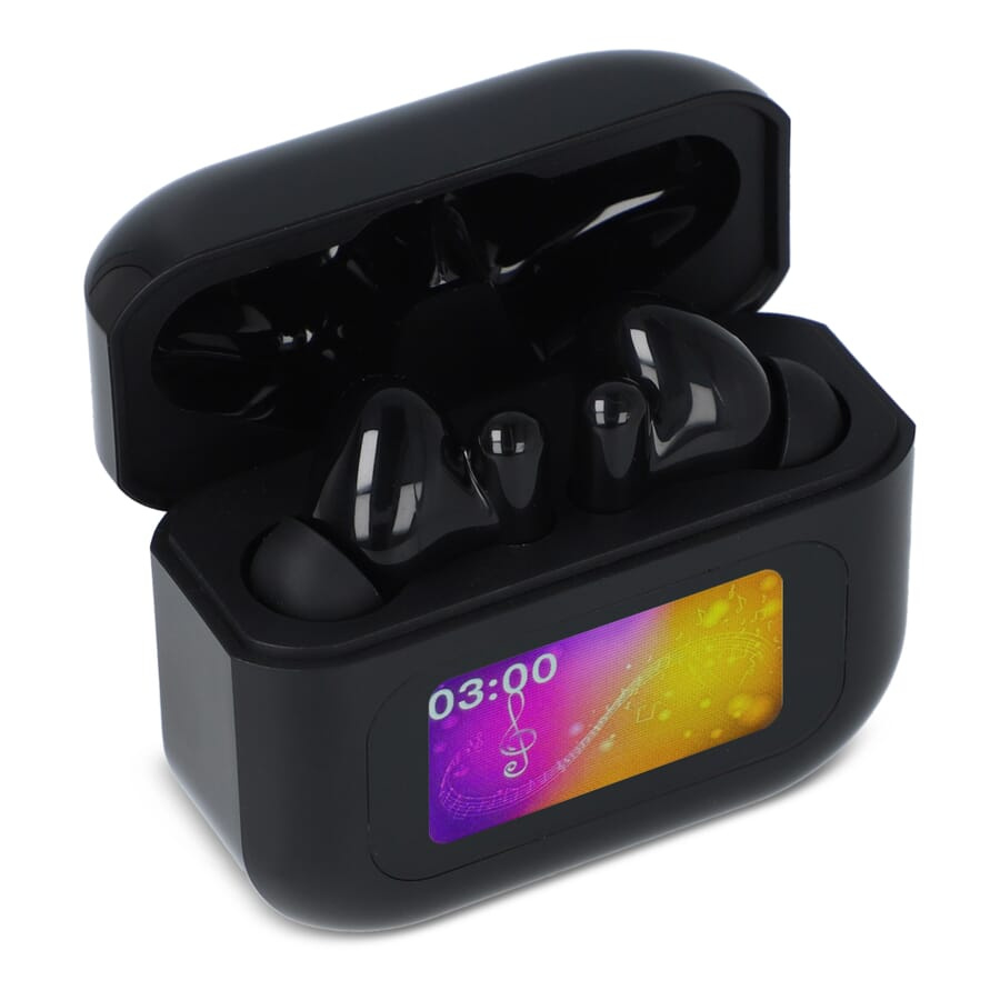 Wireless ANC Earbuds with LCD Touchscreen Control, Black, product image (1)