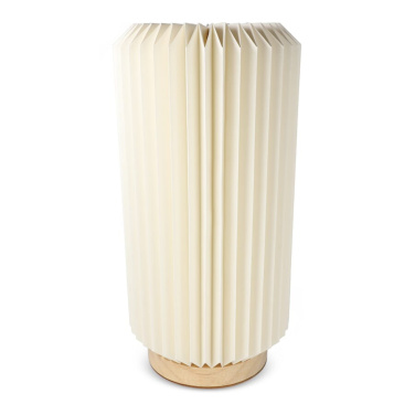 Coollux foldable paper LED lamp Aurora Tall on wooden base, 32 cm, Nature, product image (2)