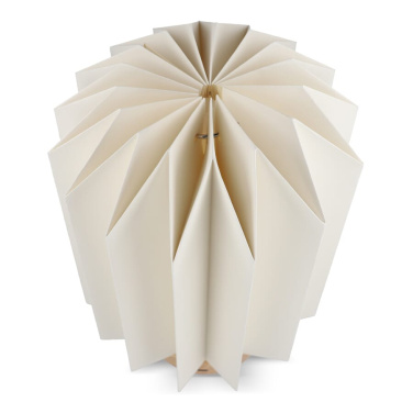 Coollux foldable paper LED lamp Eos on wooden base, 25 cm (letterbox size), Nature, product image (2)